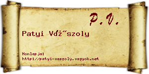 Patyi Vászoly névjegykártya